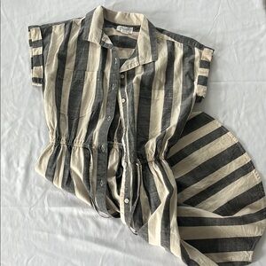 Joie Black and Cream Striped Top
